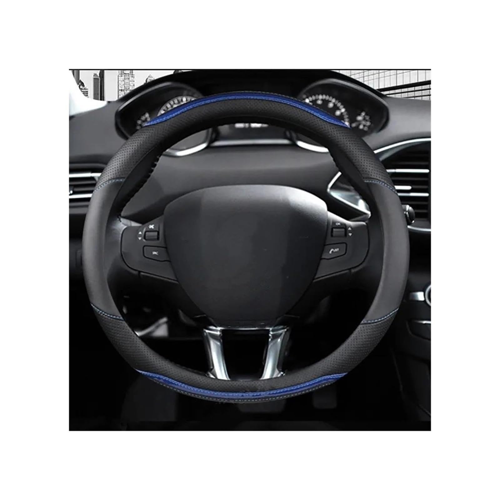 Lenkrad Aufkleber Für Peugeot 2008 2013~2018 Auto Lenkrad Abdeckung Leder Für Peugeot 208 2012~2018 Für Peugeot 308 2014~2021 (Color : C) von UNNIQ
