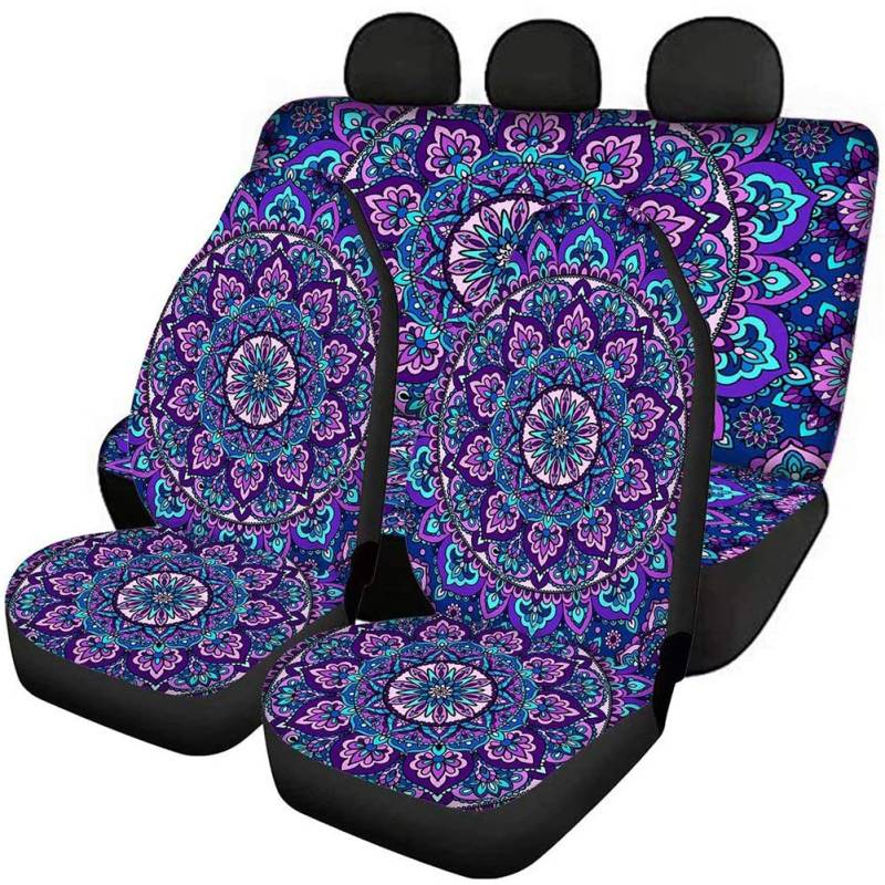 UOIMAG Bohemian Flower Auto Sitzbezüge Mandala Blume Auto Vordersitzschutz Rücklehne Bezüge Universal Fit Autositze von UOIMAG