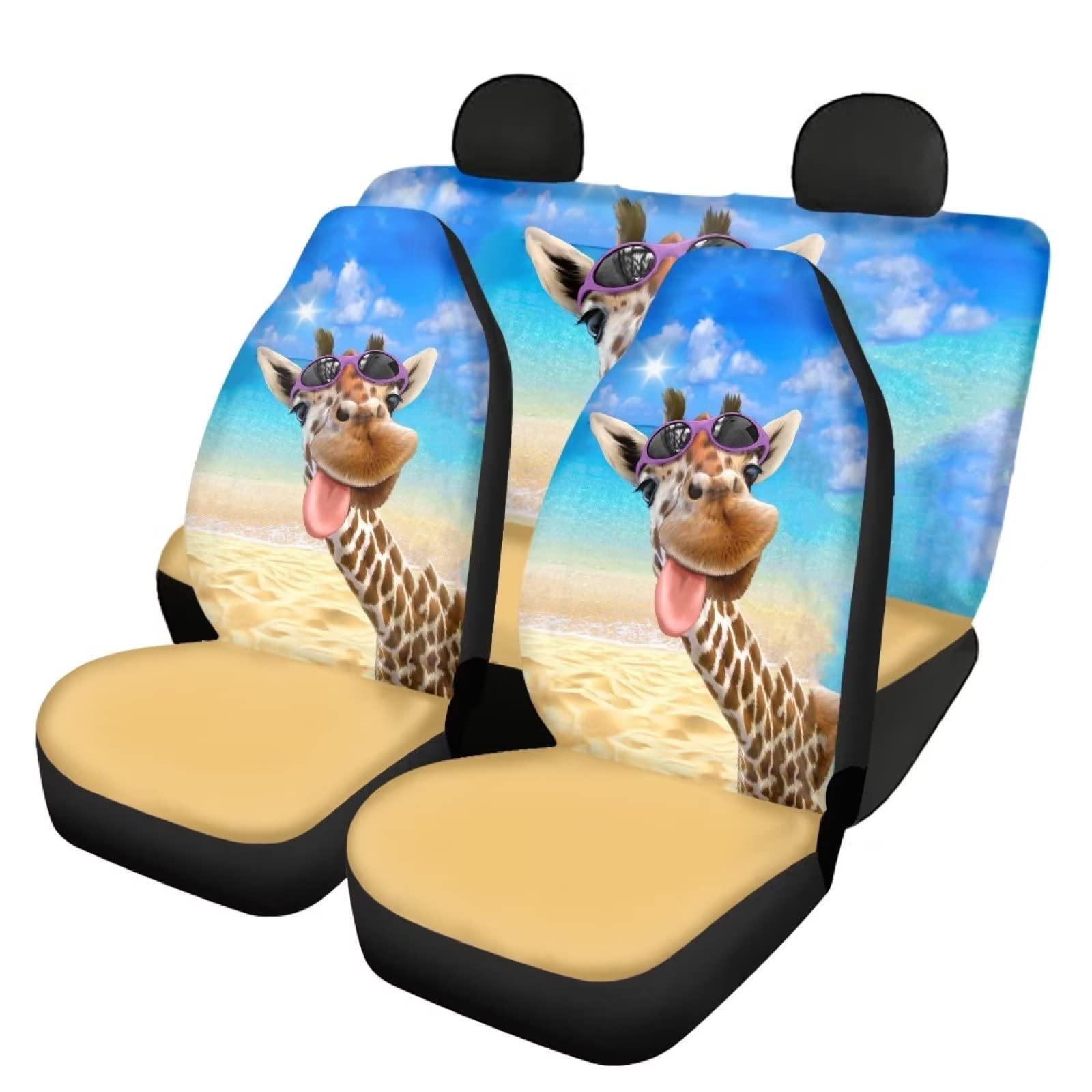 UOIMAG Giraffe Autositzbezug-Set, lustige Auto-Dekoration für Damen und Herren, 4er-Pack, Auto-Vordersitzschoner von UOIMAG