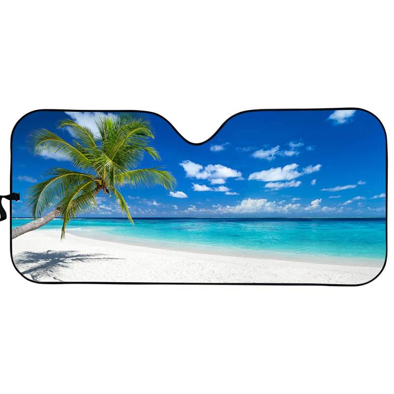 UOIMAG Hawaii Stranddruck Windschutzscheibe Sonnenschutz für Auto SUV LKW Auto Sonnenschutz Halten Sie Ihr Fahrzeug kühl Schutz Universal Passend von UOIMAG