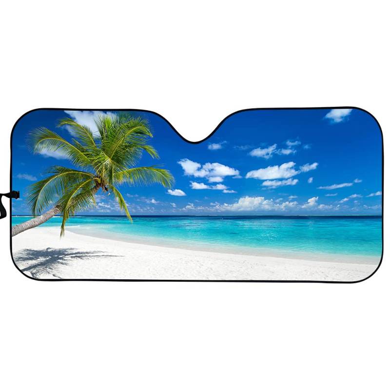 UOIMAG Hawaii Beach Print Windschutzscheibe Sonnenschutz für Auto, SUV, LKW, Auto-Sonnenschutz, hält Ihr Fahrzeug kühl, Schutz, universell passend von UOIMAG