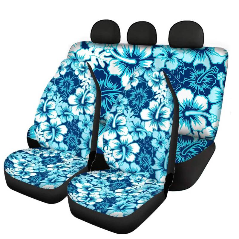 UOIMAG Hawaiian Hibiskus Blume Auto Sitzbezug Set Universal Auto Vordersitzschoner Rücksitzbezug Komplettes Set 4 Stück von UOIMAG