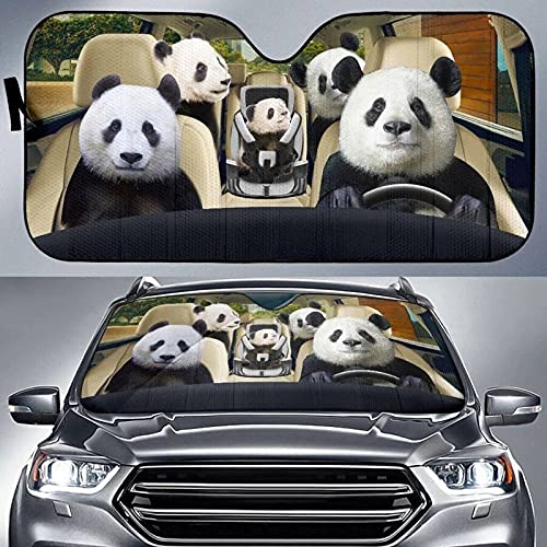 UOIMAG Sonnenschutz mit niedlichem Panda-Familien-Druck, zusammenklappbar, Akkordeon, hält Ihr Fahrzeug kühl, universelle Passform für Autos, SUV, LKW von UOIMAG