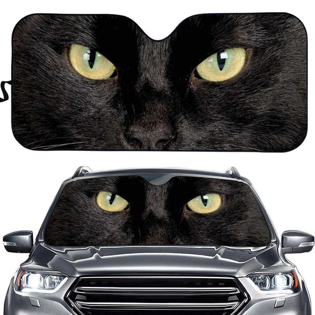 UOIMAG Schwarze Katzen-Windschutzscheibe, Sonnenschutz fürs Auto, blockiert UV- und Hitzereflektor, universell, passend für die meisten Fahrzeuge, LKWs, SUVs von UOIMAG