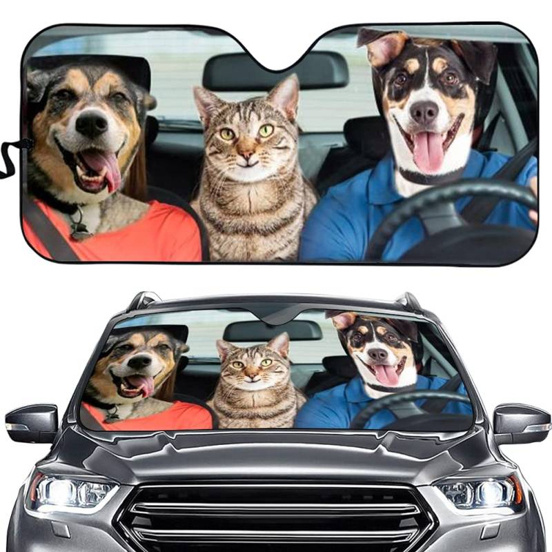 UOIMAG Sonnenschutz mit niedlichem Tier-Motiv für Katzen und Hunde, UV-Beschichtung, für SUVs, LKWs und Vans von UOIMAG