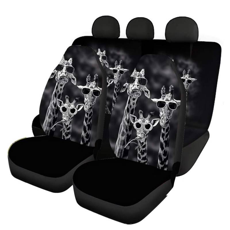 UOIMAG Unisex Autositzbezüge Lustige Giraffe Autositzschoner Komplettes Set von 4 Stück Auto Vordersitze Schutz Rücklehnenbezug von UOIMAG