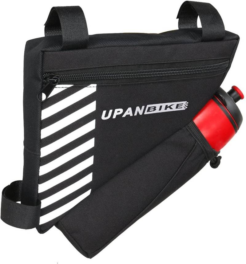 UPANBIKE Fahrrad-Dreieck-Rahmentasche 1.5L Polyester Frontschlauchbeutel Rahmentaschen (Wasserflasche ist Nicht enthalten) (Schwarz) von UPANBIKE