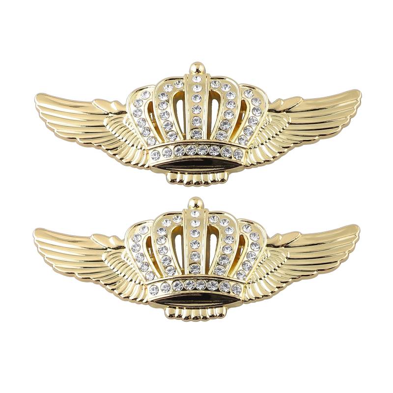Wing Crown Embleme, Kristall-Diamant-Krone, Auto-Aufkleber, Dekoration für Auto, SUV, Fenster, Laptops, Gepäck (Gold) von UPAUTO