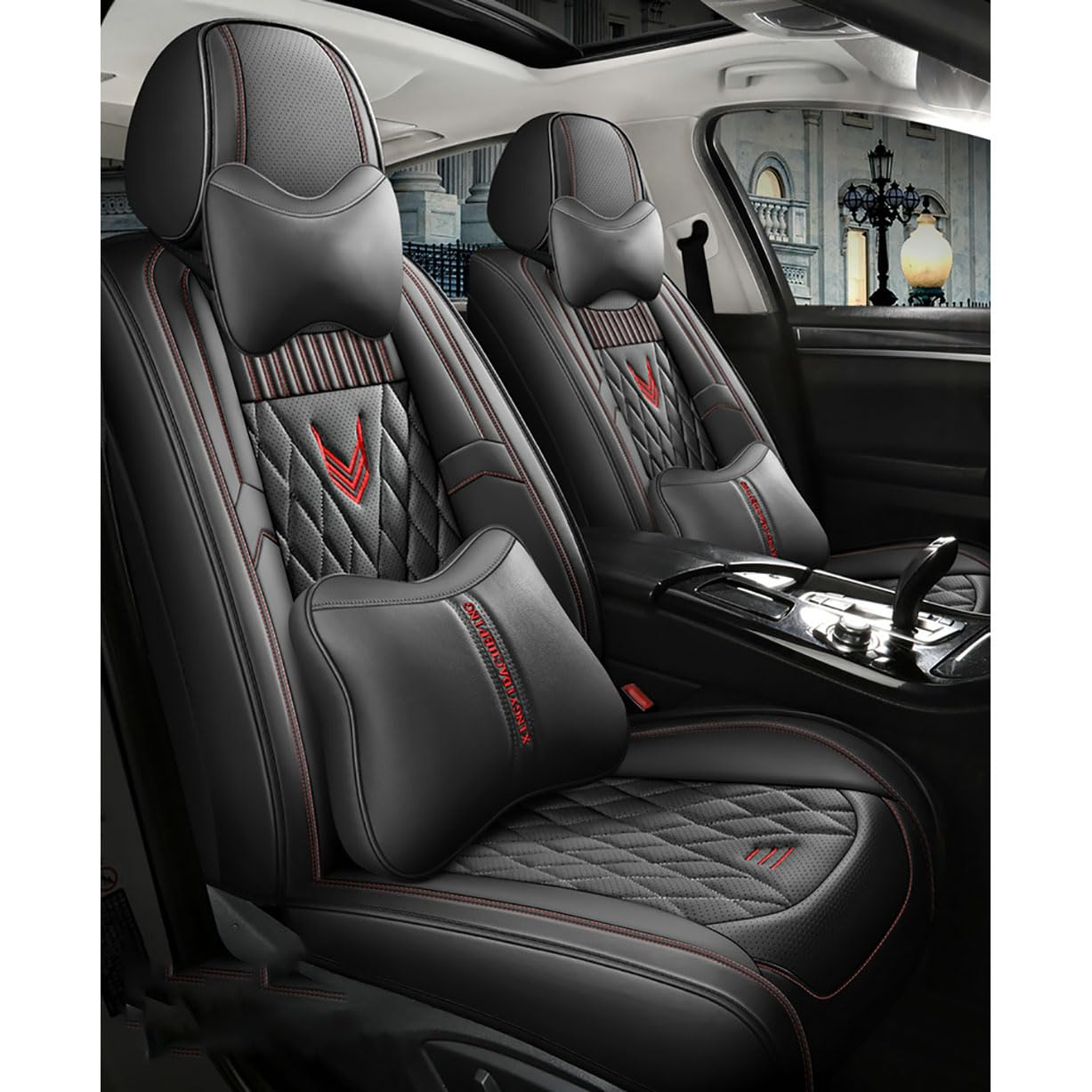 UPIKIT Auto Leder Vollständige Abdeckung Sitzauflagen Sitzbezügesets kompatibel mit für Mercedes Benz GLE C167 GLE 350 e 350 450 4MATIC 2020-2023, with Pillow-A-Pure-Black von UPIKIT