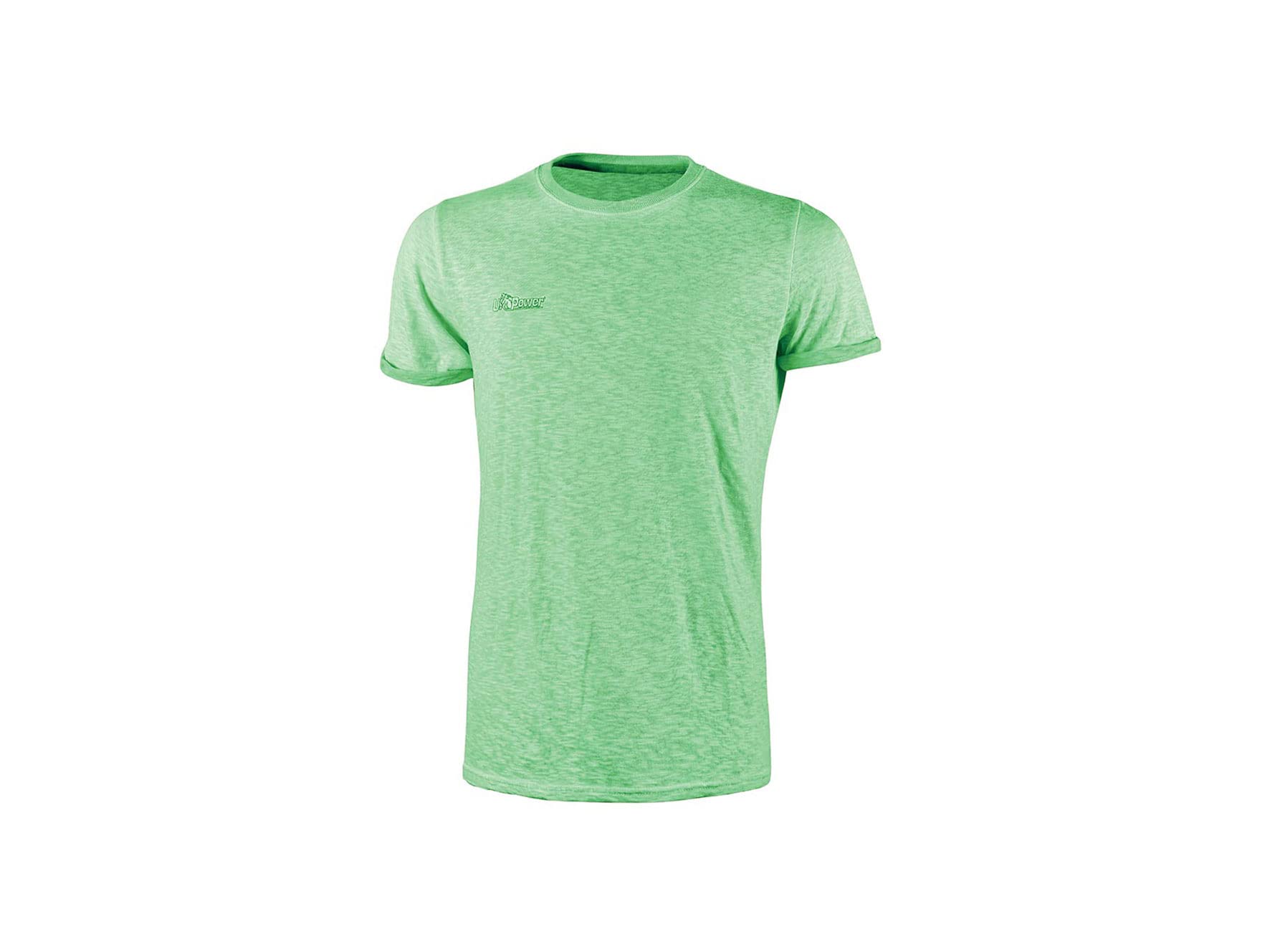 U-Power Fluo, schmal geschnittenes klassisches T_Shirt, Arbeitskleidung für Herren, Baumwollstoff, Rundhalsausschnitt, kurze Ärmel, bequem, lässig, Sommerkleidung - VERDE FLUO L von U-Power