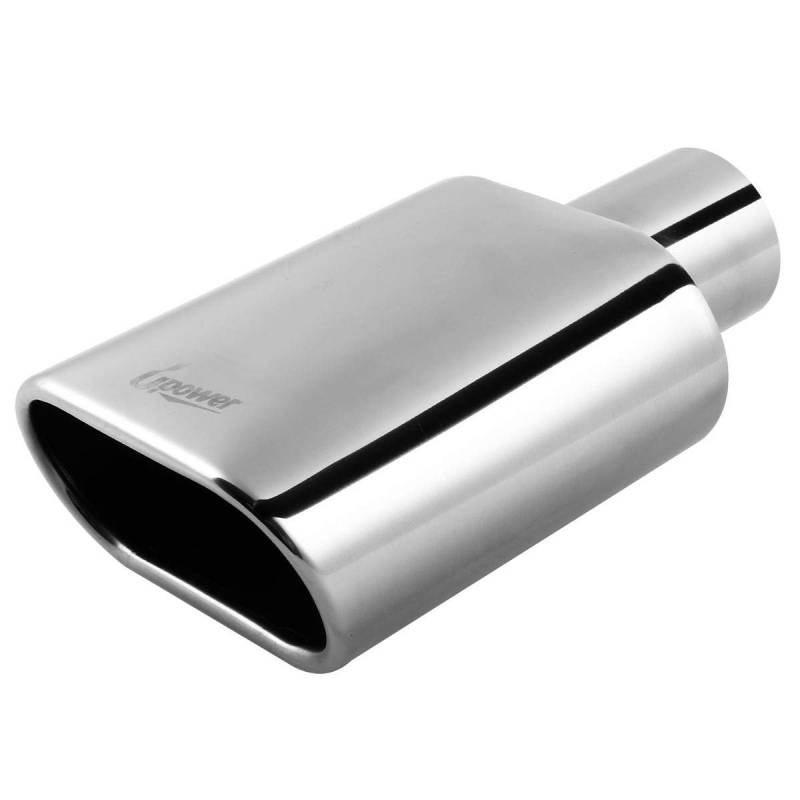 UPower Auspuff Tipps 5,7 cm Einlass 14 x 7,6 cm Auslauf 22,9 cm lang Edelstahl Chrom zum Anschweißen von UPOWER