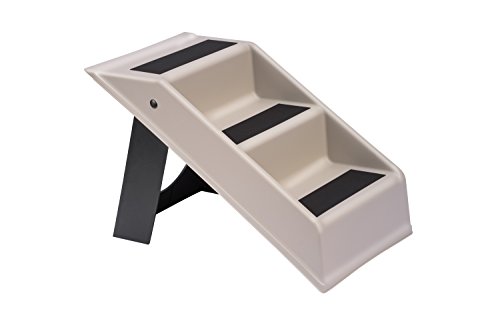 UPP® Hundetreppe klappbar - 3 stufig - beige mit Anti-Rutsch-Stufen/ Hunde Treppe / Hunderampe / Tiertreppe / Katzentreppe / Haustier Auto Rampe / Sofa-Treppe von UPP