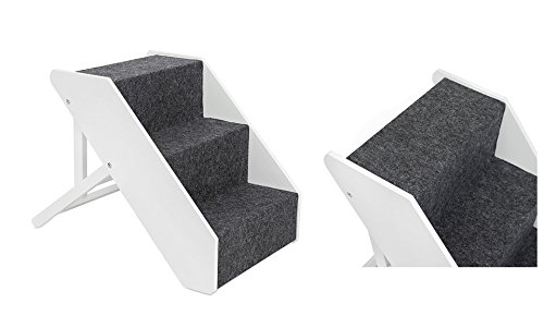 UPP Tiertreppe Massivholz-Deluxe 3 stufig - Belastbar bis 70 KG - Individuell Höhenverstellbare Hundetreppe/Katzentreppe/Hunderampe/Treppe/Stufen (Weiß) von UPP