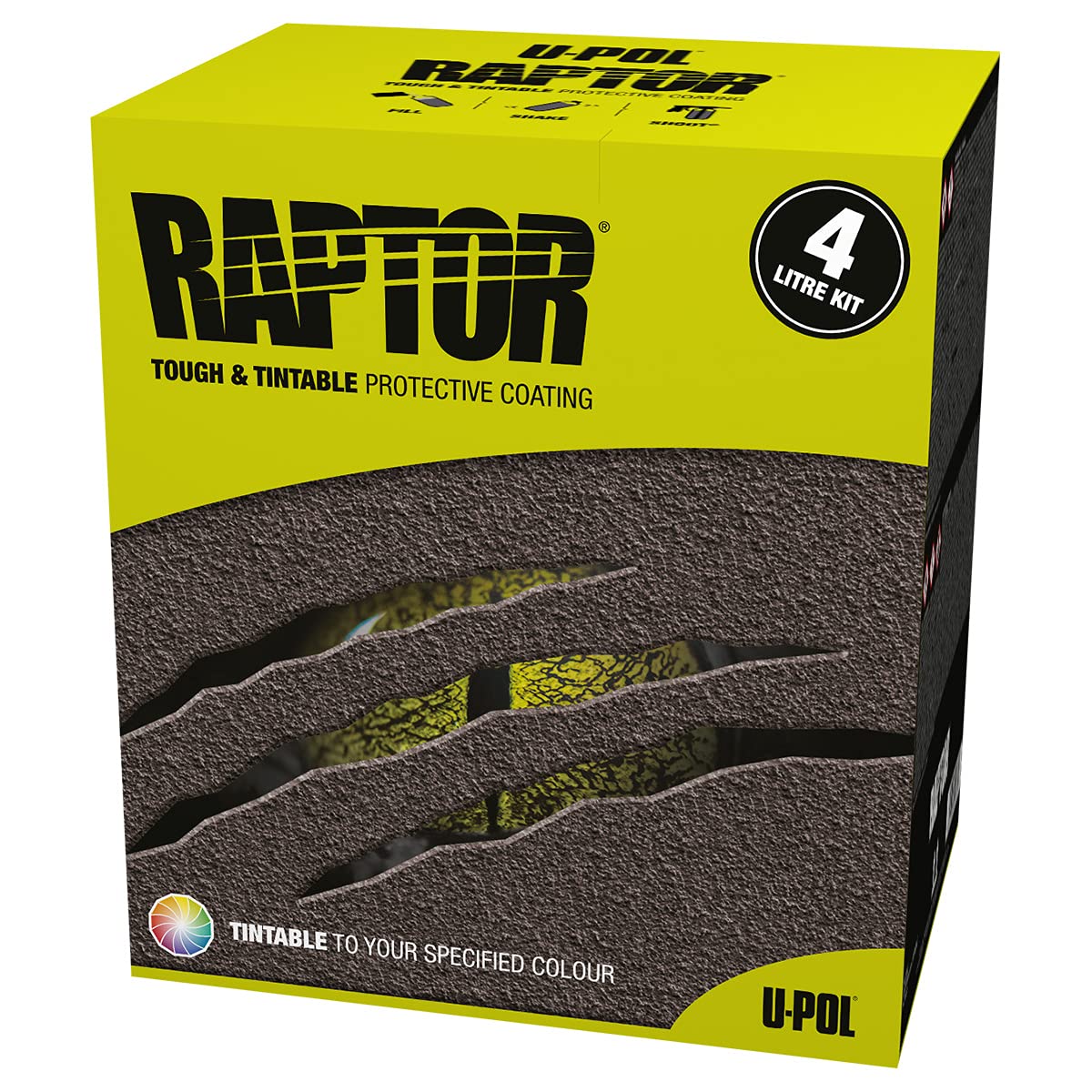 U-POL RAPTOR Beschichtung, Schutzbeschichtung, 4 Flaschen-Set 3,79 Liter inkl. Härter, einfärbbar, farblos von Raptor