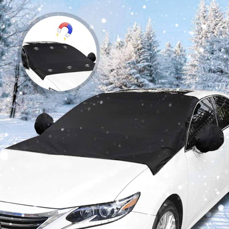 UQTUKO Sonnenschutz Auto, Frontscheibenabdeckung Auto Scheibenabdeckung mit Magnet und Rückspiegelabdeckung Faltbare Windschutzscheibe gegen UV, Sonne, Hohe Temperatur, Schnee - 210x120cm von UQTUKO