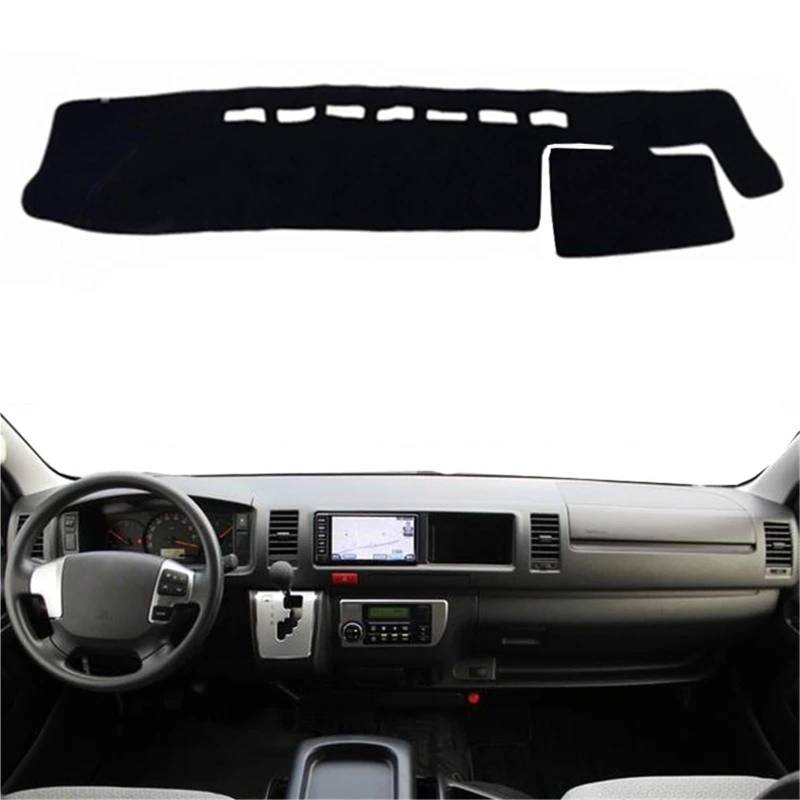 Armaturenbrett Sonnenschutz Teppich 2 Schichten Für Toyota Für Hiace Pendler REGIUS ACE Pendler 2005-AUF 2015 2016 2017 2018 Auto Dashboard Abdeckung Dashmat Teppich Dash Matte(Black LHD) von URAGER