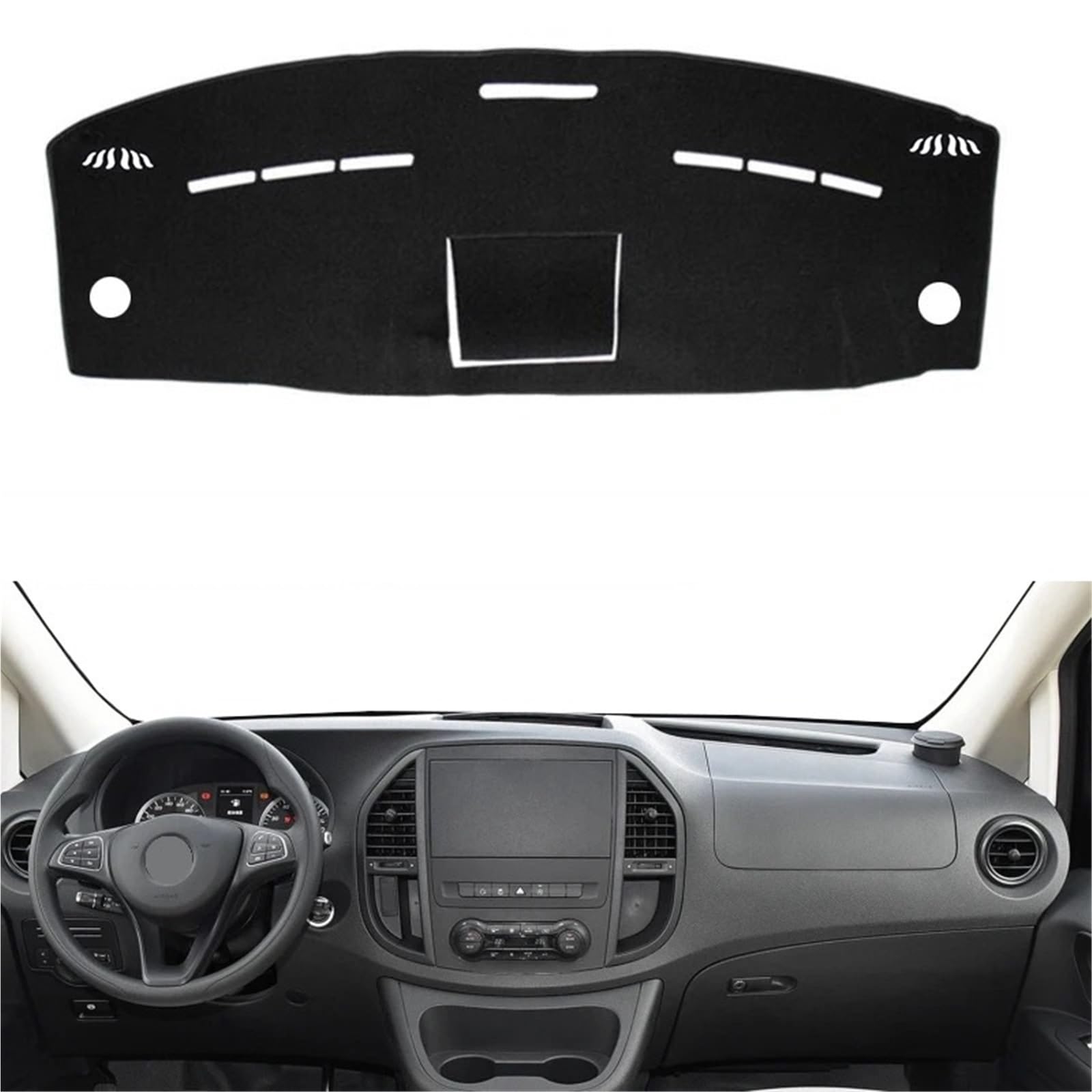 Armaturenbrett Sonnenschutz Teppich 2-lagige Autoteppich-Schattenmatte Für Benz Für Vito W447 2016 2017 2018 2019 2020 Dashmat-Auto-Armaturenbrett-Abdeckung Teppichumhang(LHD Blue) von URAGER