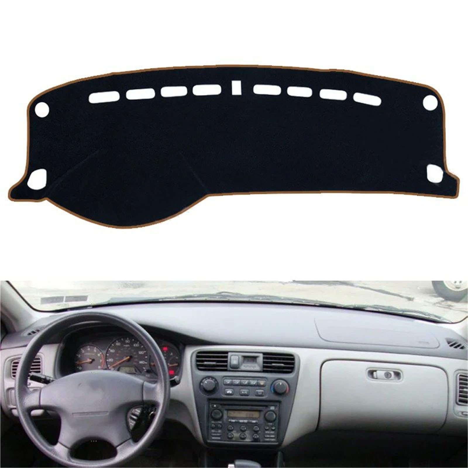 Armaturenbrett Sonnenschutz Teppich Für Accord 6 1997 1998 1999 2000 2001 2002 Anti-Rutsch-Matte Armaturenbrett-Abdeckung Pad Sonnenschirm Dashmat Schützen Cape Teppich Zubehör(Left Drive - Brown) von URAGER