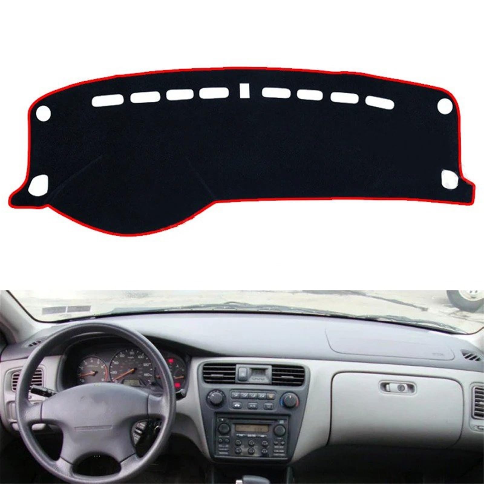 Armaturenbrett Sonnenschutz Teppich Für Accord 6 1997 1998 1999 2000 2001 2002 Anti-Rutsch-Matte Armaturenbrett-Abdeckung Pad Sonnenschirm Dashmat Schützen Cape Teppich Zubehör(Left Drive - Red) von URAGER
