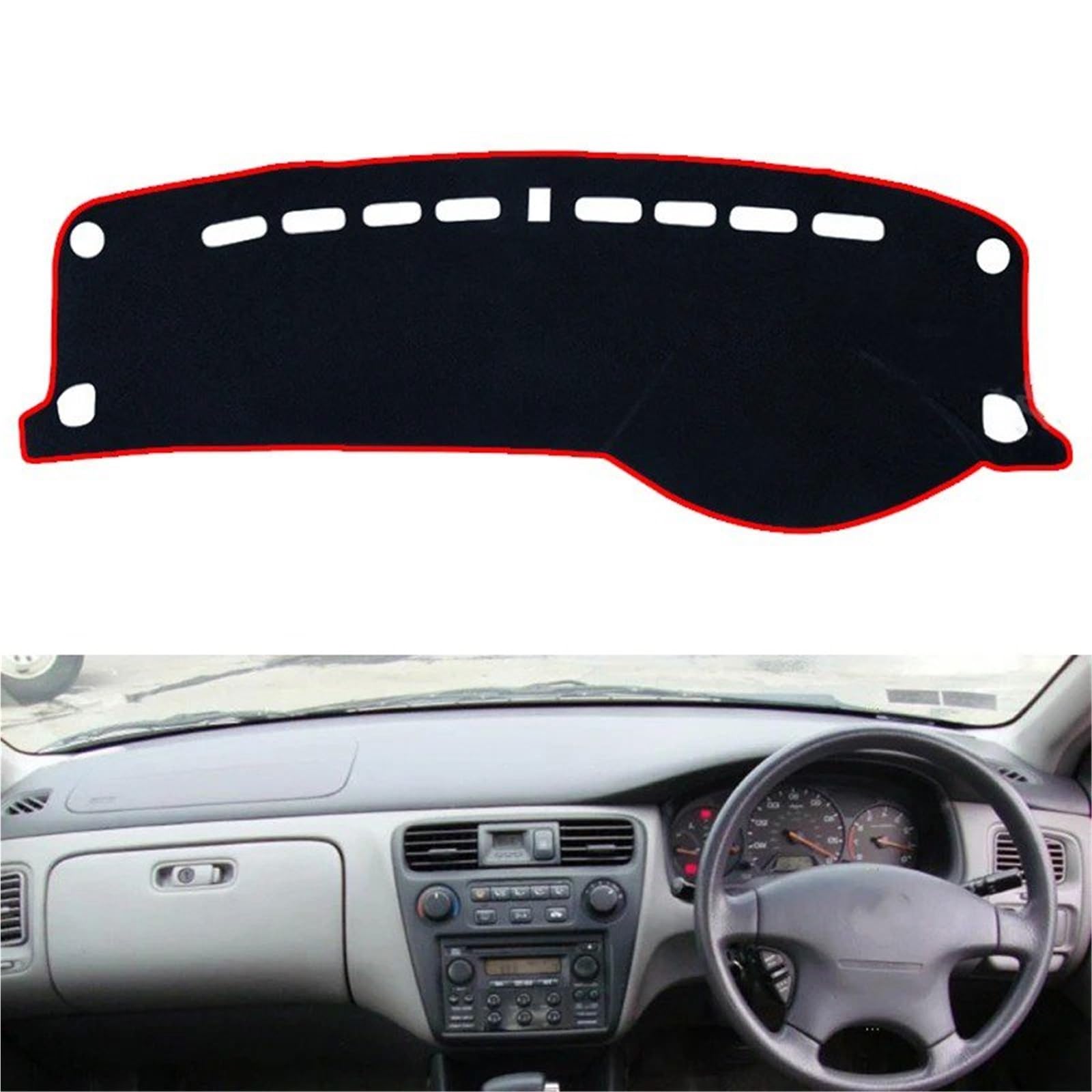 Armaturenbrett Sonnenschutz Teppich Für Accord 6 1997 1998 1999 2000 2001 2002 Anti-Rutsch-Matte Armaturenbrett-Abdeckung Pad Sonnenschirm Dashmat Schützen Cape Teppich Zubehör(Right Drive - Red) von URAGER