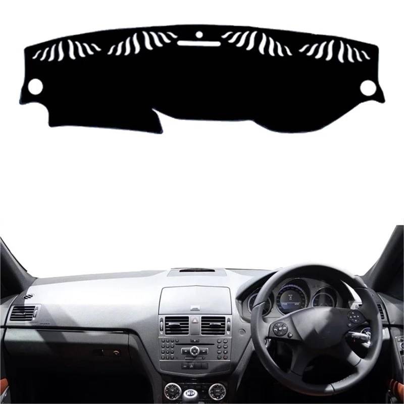 Armaturenbrett Sonnenschutz Teppich Für Benz C-Klasse W204 2008 2009 2010 2011 2012 2013 2014 LHD RHD C-Klasse C180 C200 C220 C250 C300 Auto Dashboard Abdeckung DashMat Teppich Cape(Black RHD Facelift von URAGER
