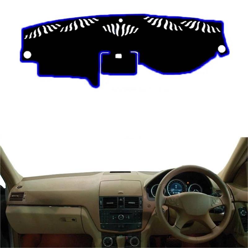 Armaturenbrett Sonnenschutz Teppich Für Benz C-Klasse W204 2008 2009 2010 2011 2012 2013 2014 LHD RHD C-Klasse C180 C200 C220 C250 C300 Auto Dashboard Abdeckung DashMat Teppich Cape(Blue RHD preFaceli von URAGER