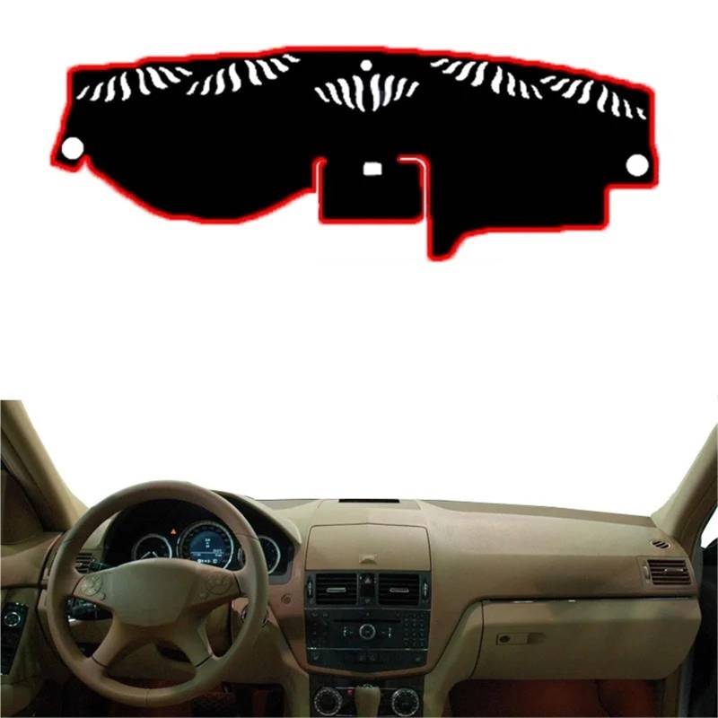 Armaturenbrett Sonnenschutz Teppich Für Benz C-Klasse W204 2008 2009 2010 2011 2012 2013 2014 LHD RHD C-Klasse C180 C200 C220 C250 C300 Auto Dashboard Abdeckung DashMat Teppich Cape(Red LHD pre Faceli von URAGER