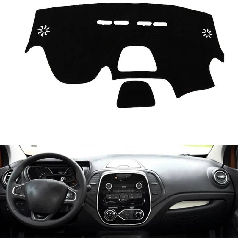 Armaturenbrett Sonnenschutz Teppich Für Captur 2014 2015 2016 2017 2018 2019 LHD RHD 2 Schichten Auto Innere Dashboard Abdeckung Dashmat Pad Teppich Dash Sonnenschutz(Black LHD) von URAGER