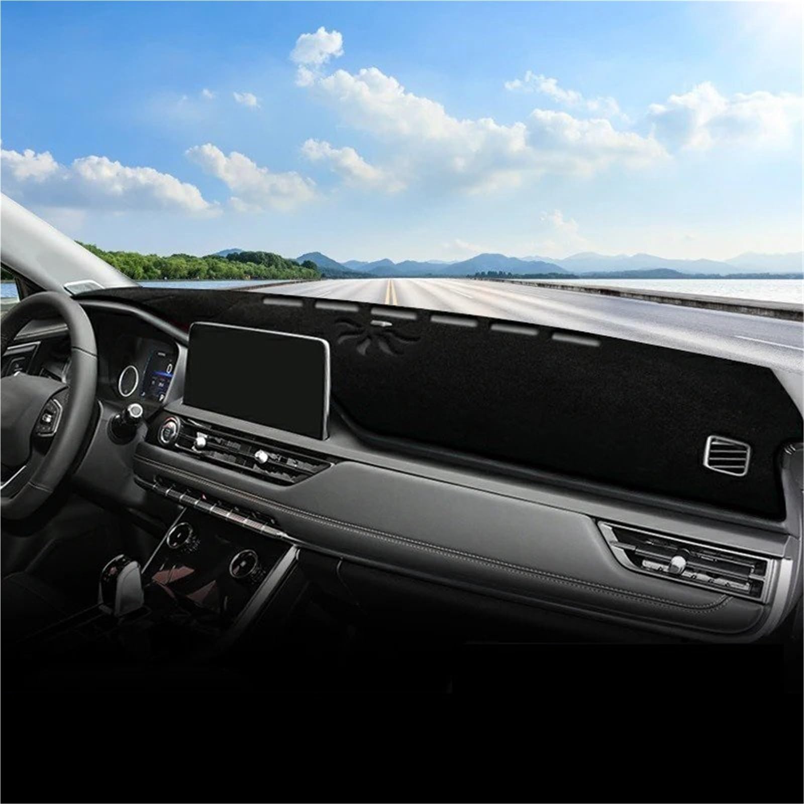 Armaturenbrett Sonnenschutz Teppich Für Chery Für Tiggo 7 Pro 2020-2023 Auto-Armaturenbrett-Abdeckung Vermeiden Sie Lichtpad Sonnenschutz Anti-UV-Teppiche rutschfeste Matte Zubehör(A Black Side) von URAGER