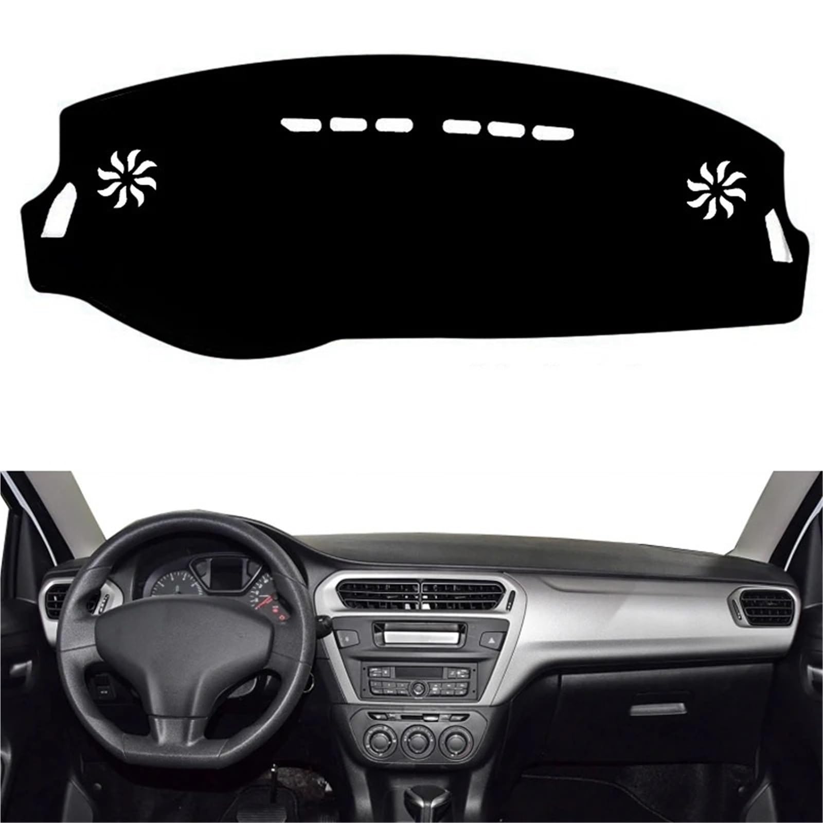 Armaturenbrett Sonnenschutz Teppich Für Citroen C-Elysee 2014 2015 2016 2017 2018 2019 Auto-Armaturenbrett-Abdeckung Dashmatte Teppich Cape Anti-Sonne Sonnenschutz Dashmat(Black LHD) von URAGER