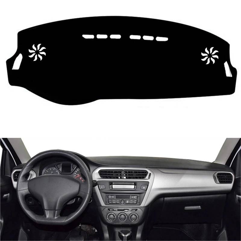 Armaturenbrett Sonnenschutz Teppich Für Citroen C-Elysee 2014 2015 2016 2017 2018 2019 Auto-Armaturenbrett-Abdeckung Dashmatte Teppich Cape Anti-Sonne Sonnenschutz Dashmat(Black LHD) von URAGER