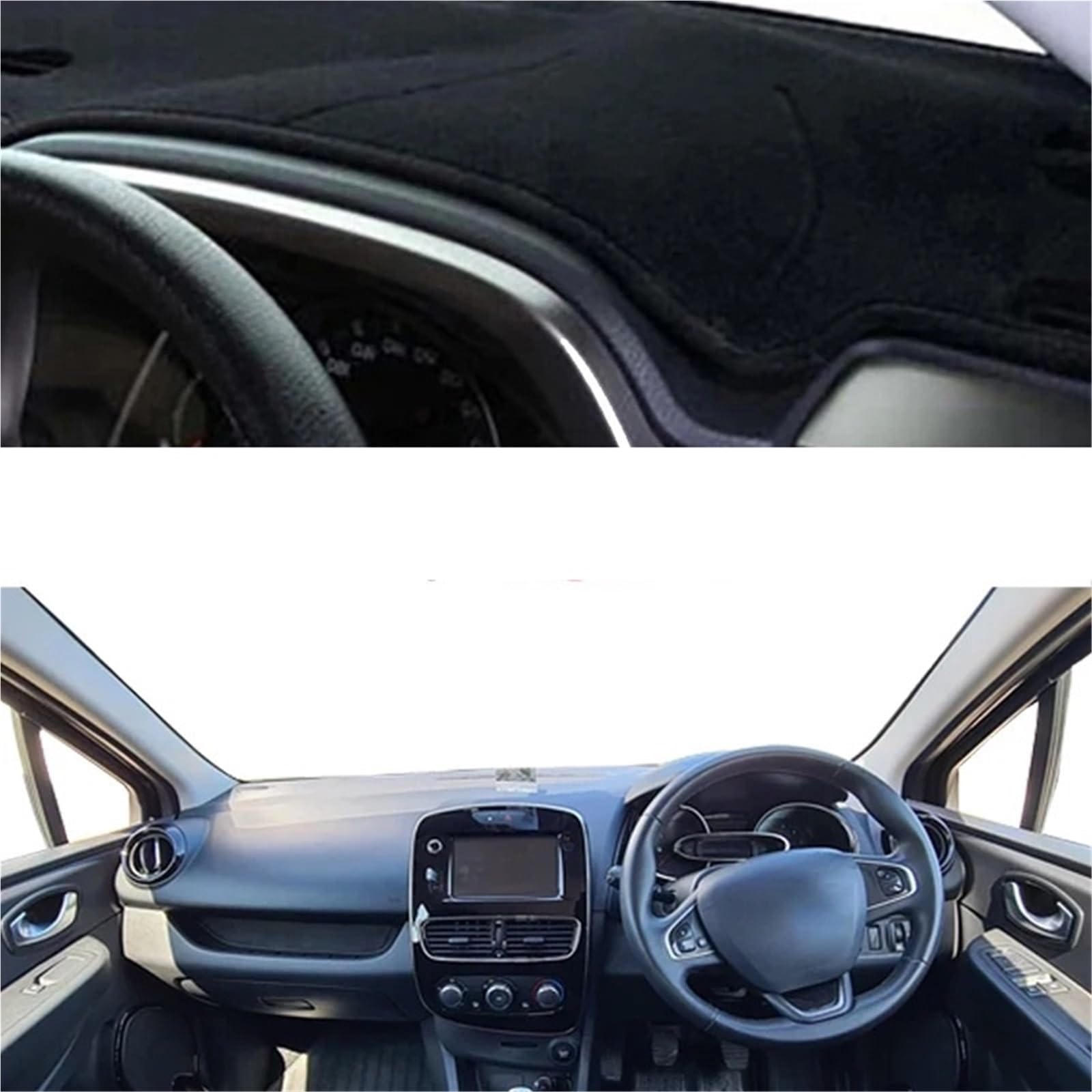 Armaturenbrett Sonnenschutz Teppich Für Clio Lutecia 4 IV 2013-2020 Auto Armaturenbrettabdeckung Armaturenbrettmatte Teppichumhang Sonnenschutz Auto-Innenschutzteppich(Black RHD) von URAGER