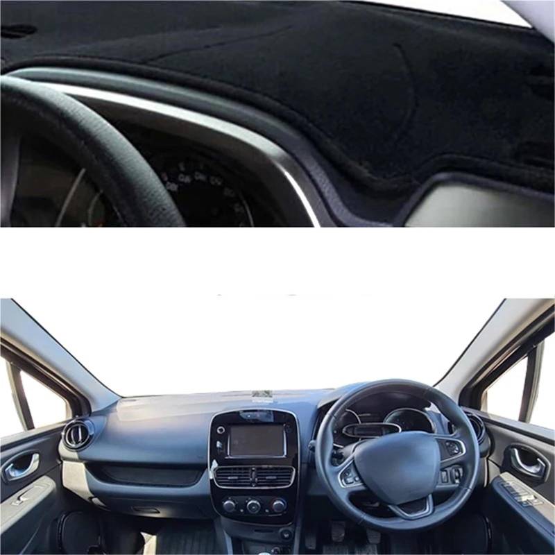 Armaturenbrett Sonnenschutz Teppich Für Clio Lutecia 4 IV 2013-2020 Auto Armaturenbrettabdeckung Armaturenbrettmatte Teppichumhang Sonnenschutz Auto-Innenschutzteppich(Black RHD) von URAGER