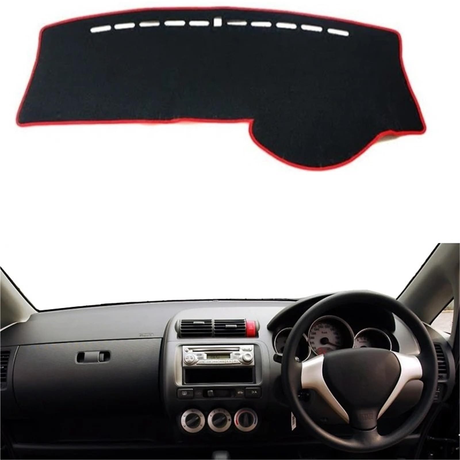 Armaturenbrett Sonnenschutz Teppich Für Fit Für Jazz 2001 2002 2003 2004 2005 2006 2007 Auto Auto-Armaturenbrett-Abdeckung Dashmat Pad Teppich Armaturenbrett-Matte Kissen(Red RHD) von URAGER