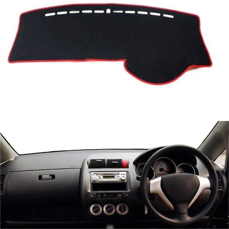 Armaturenbrett Sonnenschutz Teppich Für Fit Für Jazz 2001 2002 2003 2004 2005 2006 2007 Auto Auto-Armaturenbrett-Abdeckung Dashmat Pad Teppich Armaturenbrett-Matte Kissen(Red RHD) von URAGER