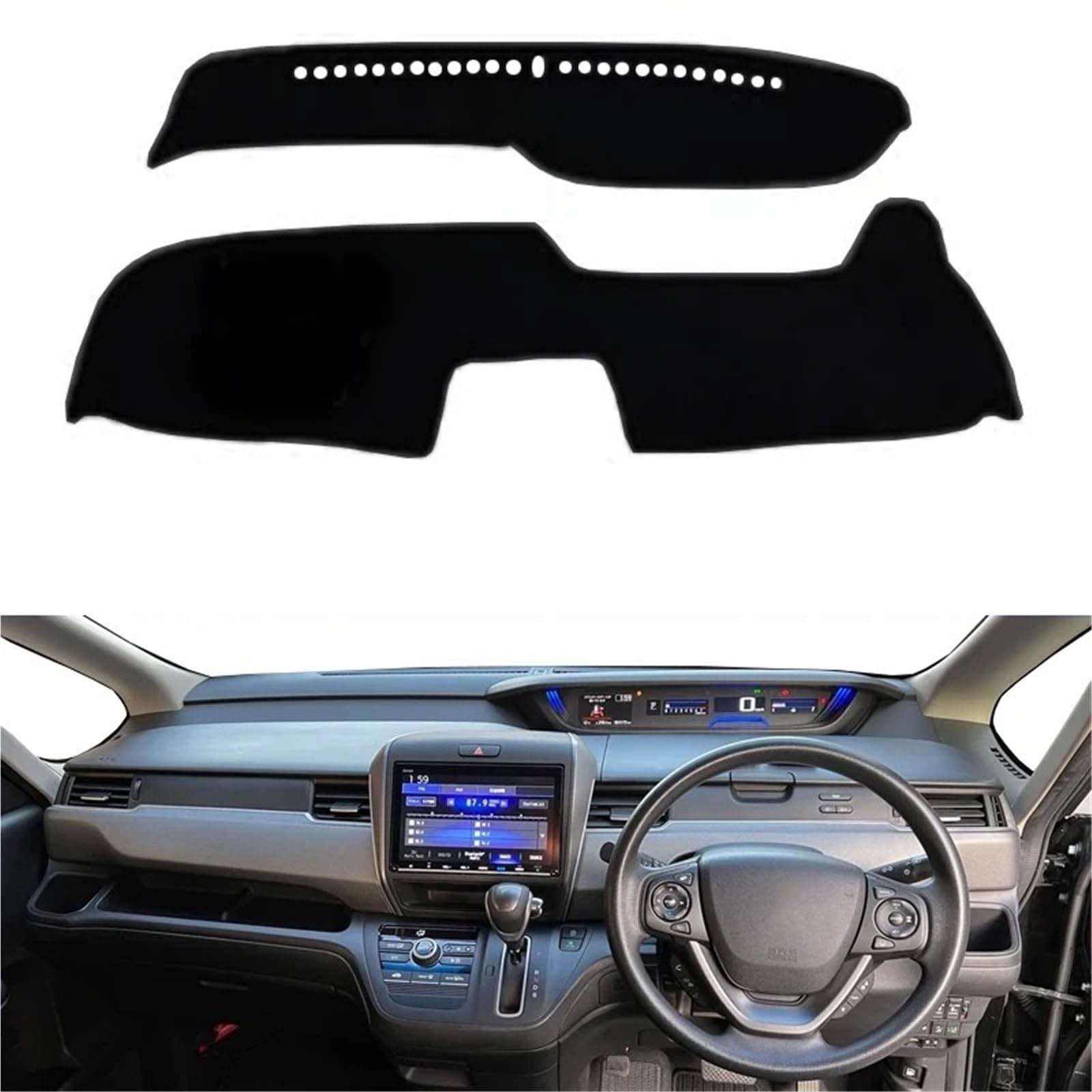 Armaturenbrett Sonnenschutz Teppich Für Freed GB 2016 2017 2018 2019 2020 2021 2022 2023 Auto-Armaturenbrett-Abdeckung Dashmatte Teppichumhang Sonnenschutz Auto-Innenschutzteppich(Blue RHD) von URAGER