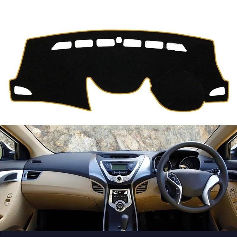 Armaturenbrett Sonnenschutz Teppich Für Hyundai Für Elantra 2011 2012 2013 2014 2015 MD UD Avante Anti-Slip Matte Dashboard Abdeckung Pad Sonnenschirm Dashmat Anti-Uv Zubehör(Left Drive - Black) von URAGER
