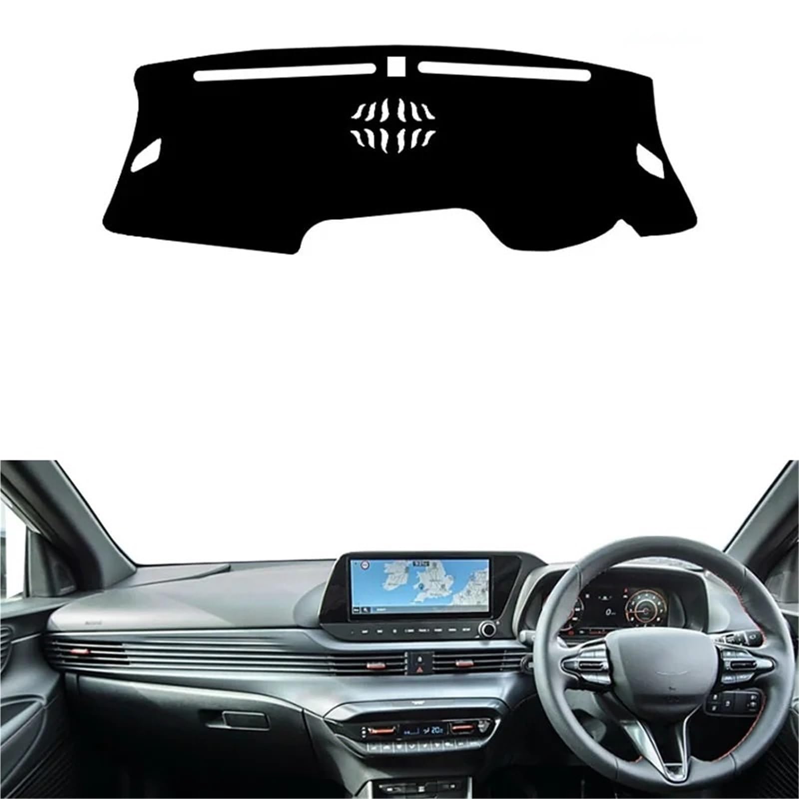 Armaturenbrett Sonnenschutz Teppich Für Hyundai Für I20 III 2020 2021 2022 2023 2024 2025 Auto Dashboard Abdeckung DashMat Vermeiden Licht Pad Anti-Uv Fall Teppich(Right-Black) von URAGER