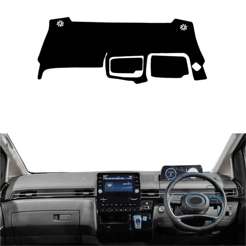 Armaturenbrett Sonnenschutz Teppich Für Hyundai Für Staria Neue H1 2021 2022 2023 2024 2025 Auto Dashboard Abdeckung Center Console Protector Teppich Dashmat Sonnenschutz Zubehör(Blue RHD) von URAGER