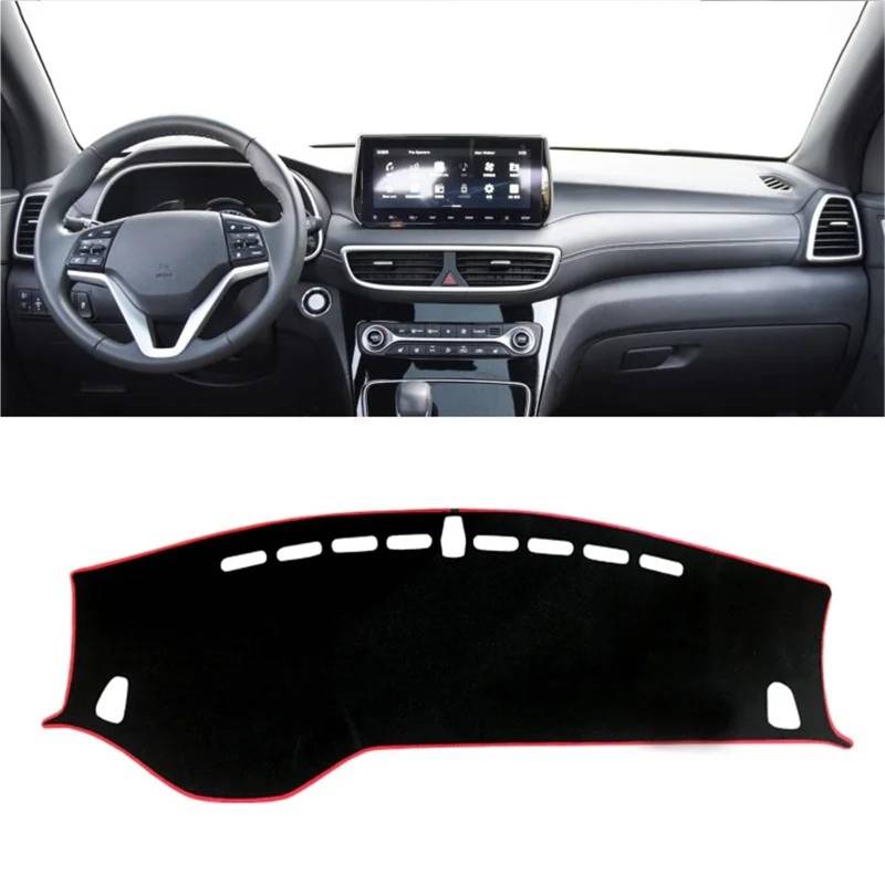 Armaturenbrett Sonnenschutz Teppich Für Hyundai Für Tucson 2015 2016 2017 2018 2019 2020 Dashboard Abdeckung Matte Pad Dashmat Dash Sonnenschirm Instrument Teppich(LHD Red 2019-2020) von URAGER