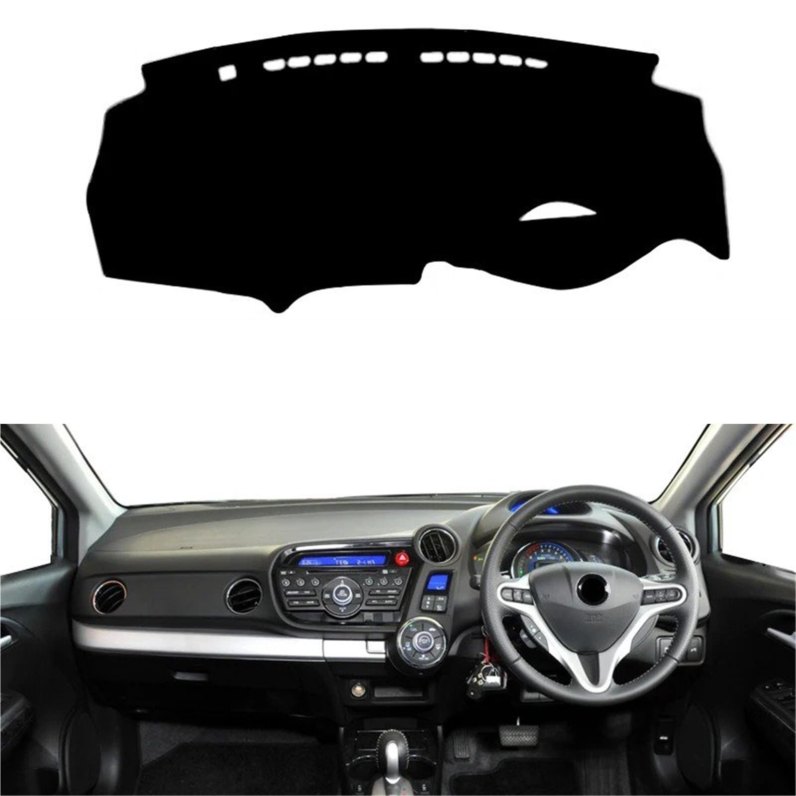 Armaturenbrett Sonnenschutz Teppich Für Insight II 2009 2010 2011 2012 2013 2014 Schutzteppich Kissen Anti-UV-Block Sun Ray Auto Auto-Armaturenbrett-Abdeckung DashMat Teppich Cape(Black RHD) von URAGER