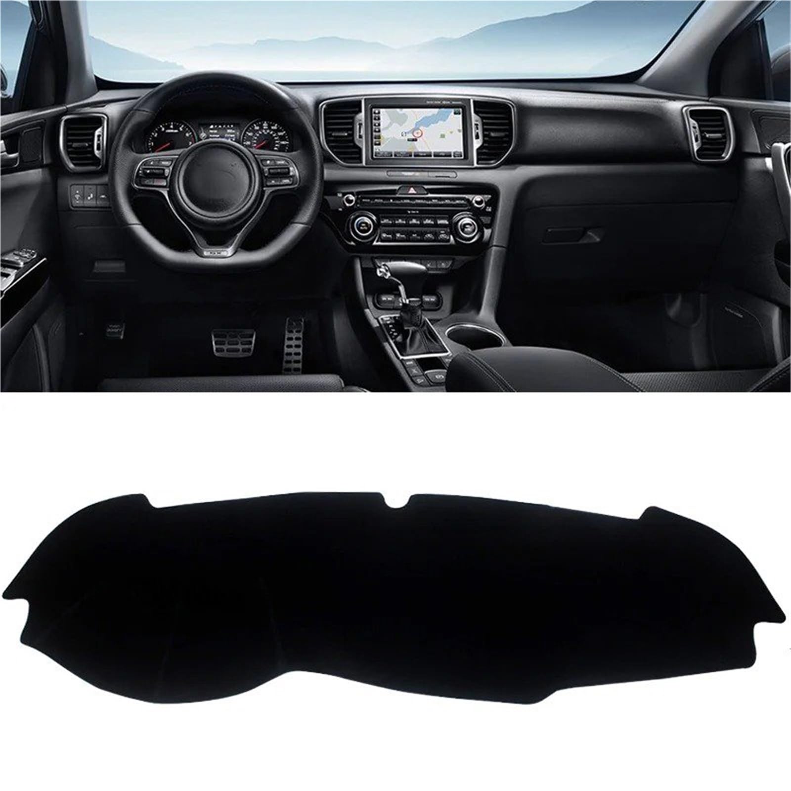 Armaturenbrett Sonnenschutz Teppich Für Kia Für Sportage 4 QL 2016 2017 2018 2019 2020 Auto Armaturenbrett Abdeckung Dash Matte Sonnenschutz Instrumententafel Teppiche(Black Border LHD) von URAGER
