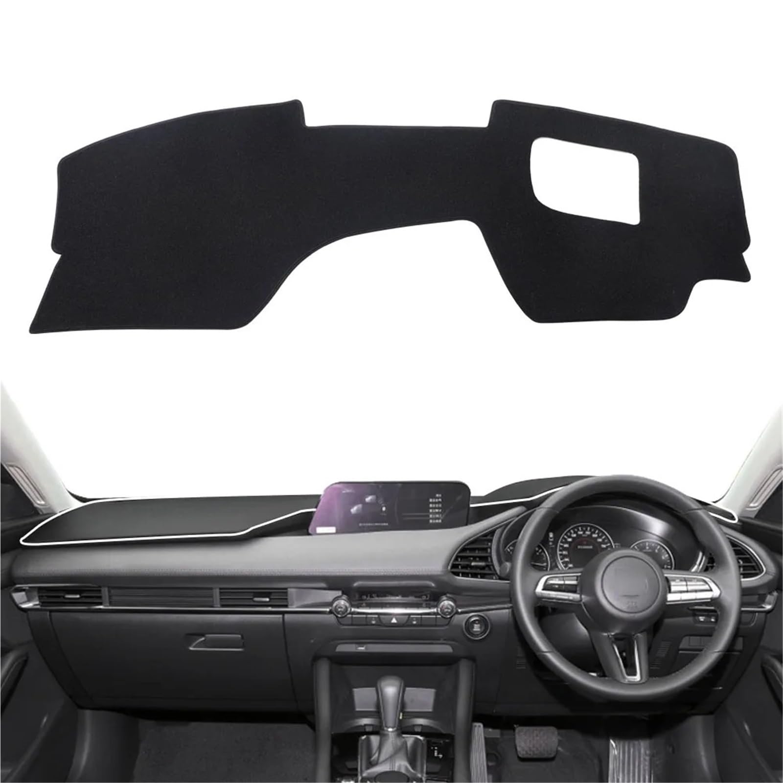 Armaturenbrett Sonnenschutz Teppich Für Mazda 3 2019 2020 2021 2022 2023 2024 Dashboard Pad Abdeckung Anti-Slip Dash Mat Dashmat Sonnenschirm Schutz Teppich(Right-Rudder HUD) von URAGER