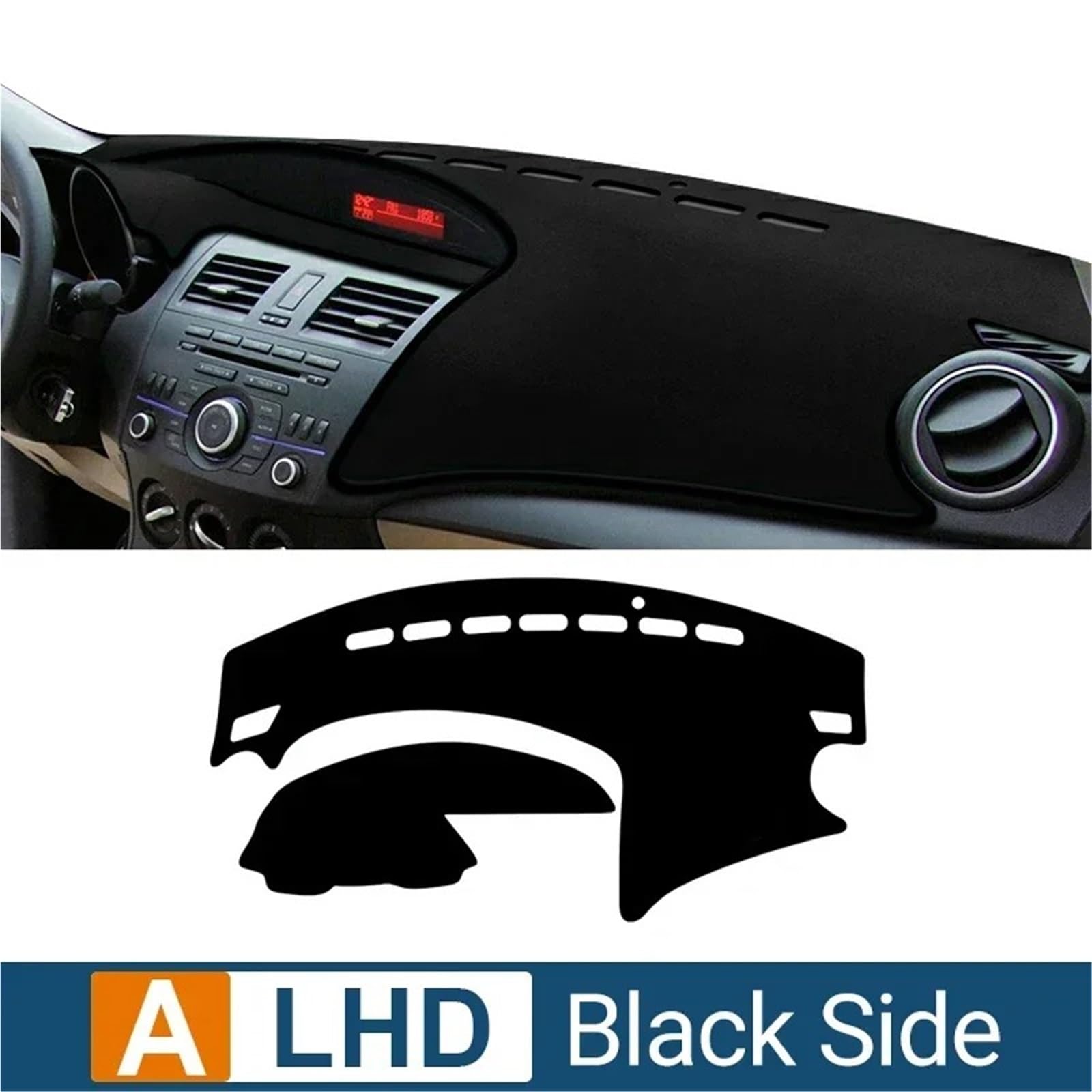 Armaturenbrett Sonnenschutz Teppich Für Mazda 3 Für M3 BL 2010-2013 Für Axela Instrument Schreibtisch Sonnenschutzmatte Dash rutschfeste Unterlage Auto Armaturenbrettabdeckung(A Black Side) von URAGER