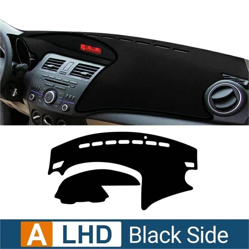 Armaturenbrett Sonnenschutz Teppich Für Mazda 3 Für M3 BL 2010-2013 Für Axela Instrument Schreibtisch Sonnenschutzmatte Dash rutschfeste Unterlage Auto Armaturenbrettabdeckung(A Black Side) von URAGER