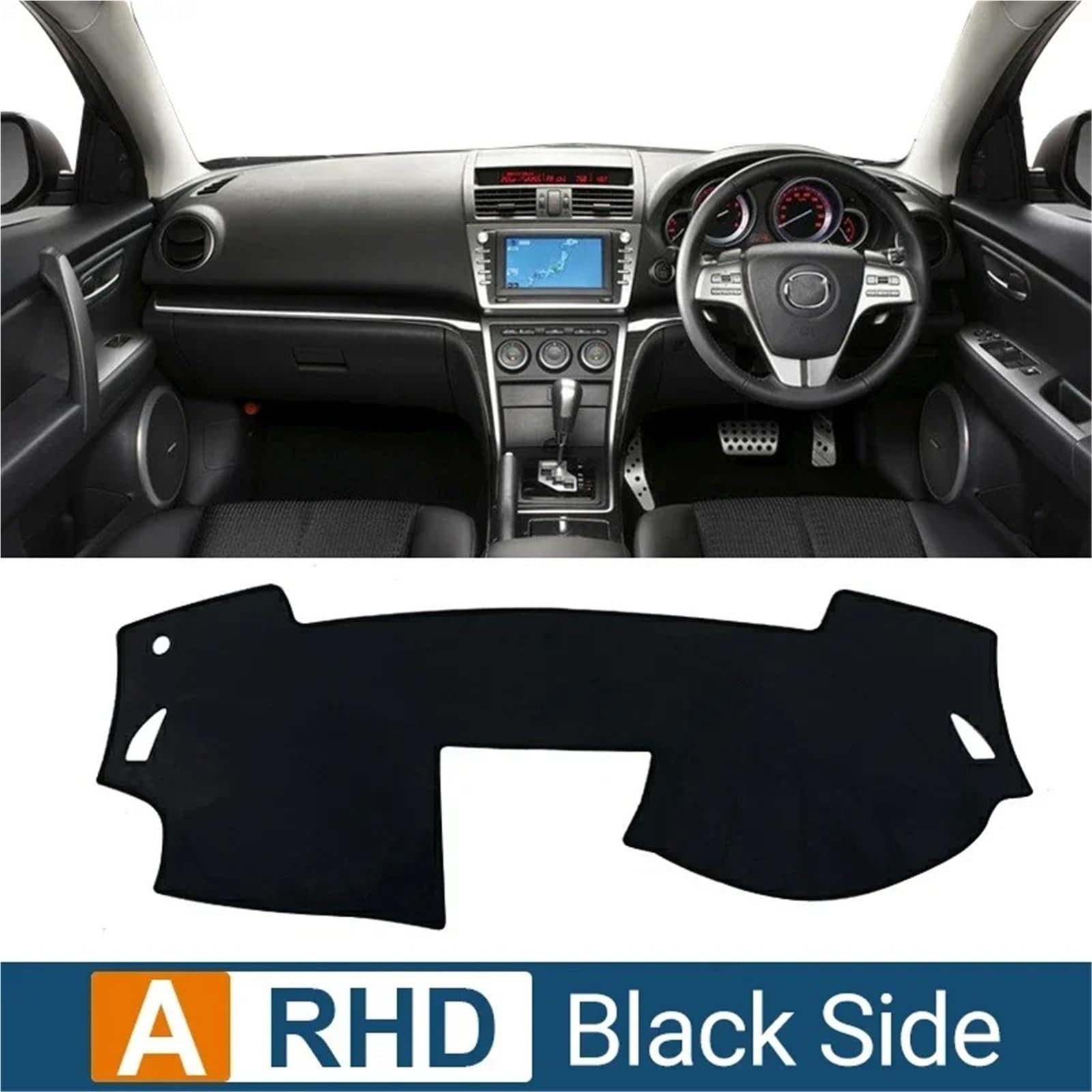 Armaturenbrett Sonnenschutz Teppich Für Mazda 6 GH Atenza 2008 2009-2012 Instrument Schreibtisch Sonnenschutz Matte Dash Rutsch Pad Auto Armaturenbrett Abdeckung(A RHD Black Side) von URAGER