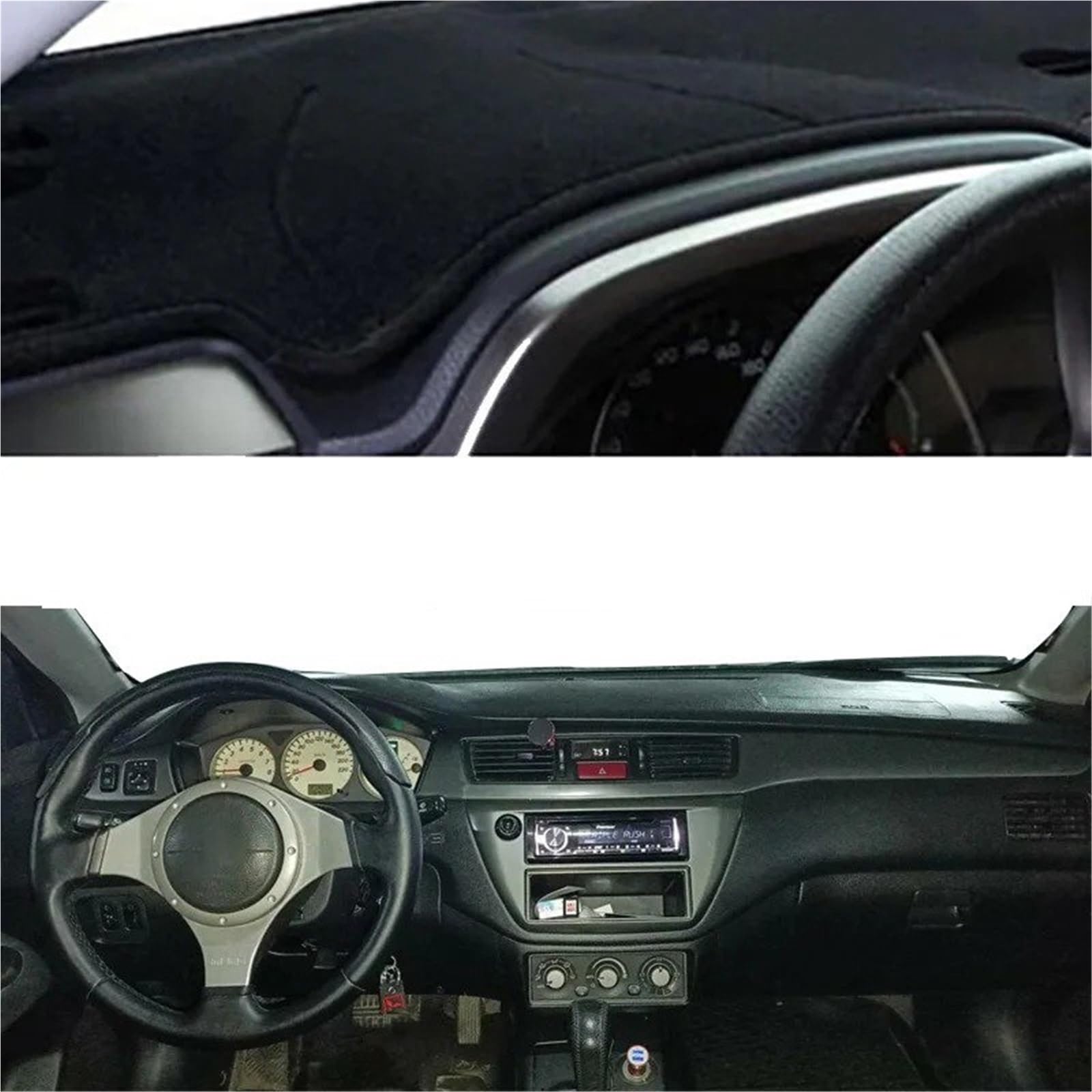 Armaturenbrett Sonnenschutz Teppich Für Mitsubishi Lancer 9 GLX Armaturenbrettmatte Armaturenbrettabdeckung Teppich Auto-Styling-Schutz Armaturenbrettabdeckung(LHD Black) von URAGER