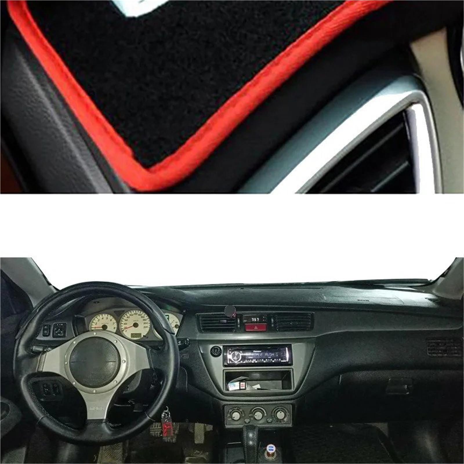 Armaturenbrett Sonnenschutz Teppich Für Mitsubishi Lancer 9 GLX Armaturenbrettmatte Armaturenbrettabdeckung Teppich Auto-Styling-Schutz Armaturenbrettabdeckung(LHD Red) von URAGER