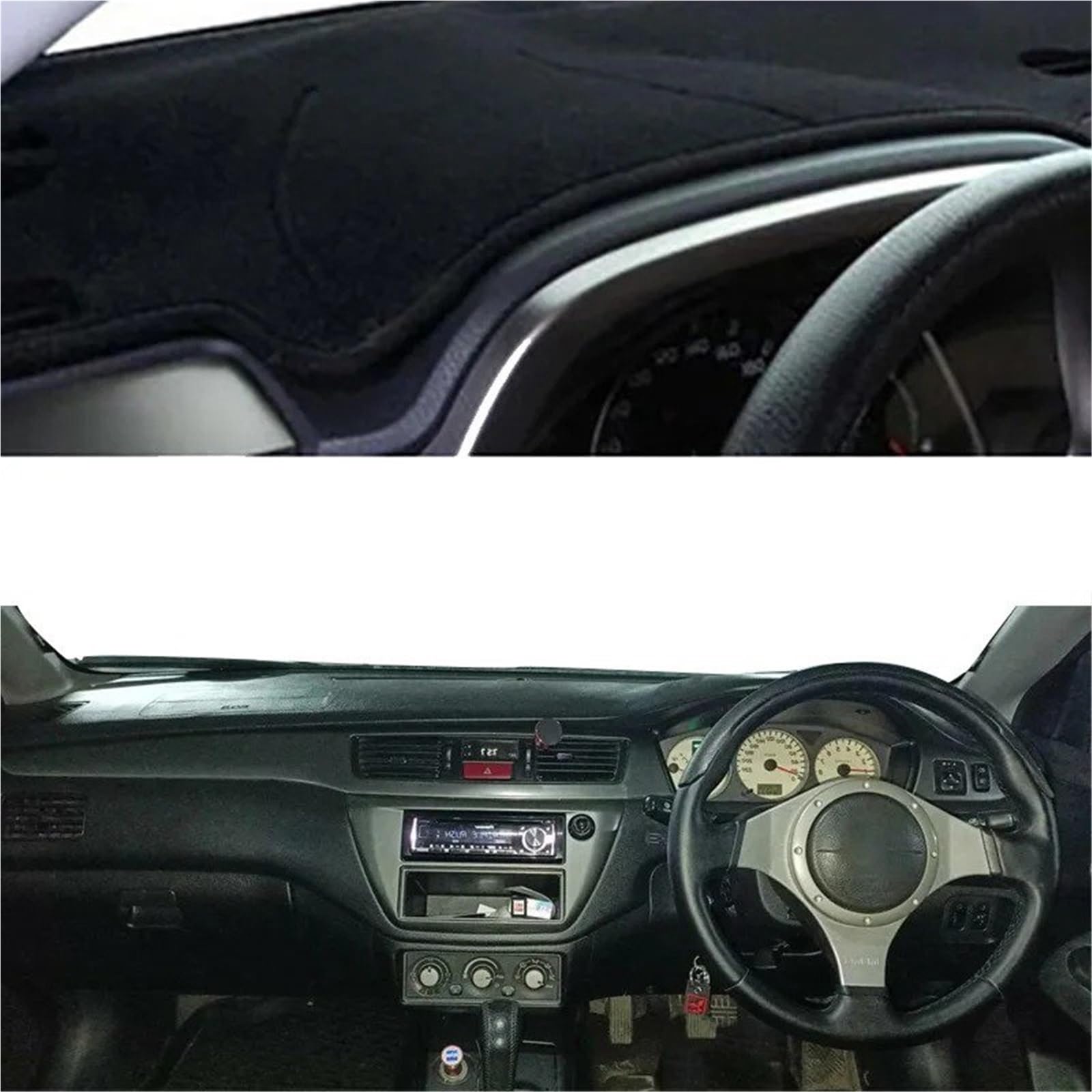 Armaturenbrett Sonnenschutz Teppich Für Mitsubishi Lancer 9 GLX Armaturenbrettmatte Armaturenbrettabdeckung Teppich Auto-Styling-Schutz Armaturenbrettabdeckung(RHD Black) von URAGER