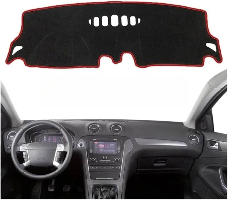 Armaturenbrett Sonnenschutz Teppich Für Mondeo Für MK4 2007-2013 Sonnenschutzteppich rutschfeste Armaturenbrettmatte Armaturenbretthalterung Abdeckung Schutzpolster(Schwarz,B-Left Hand Drive) von URAGER